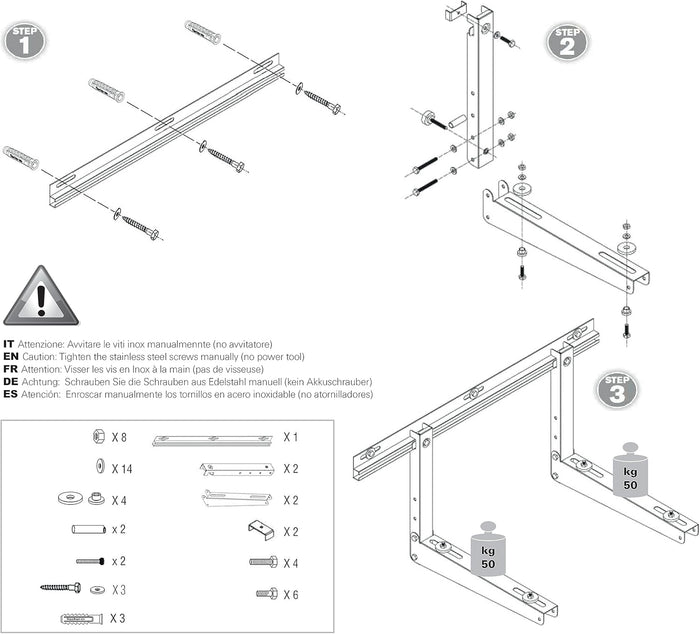 Staffe acciaio zincato climatizzatore unità  esterna klima top 40x48x85 fischer