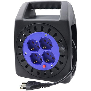 Avvolgicavo Elettrico Prolunga Elettrica 15 Metri 4 Prese Polivalenti Schuko + 10A/16A Spina 16A