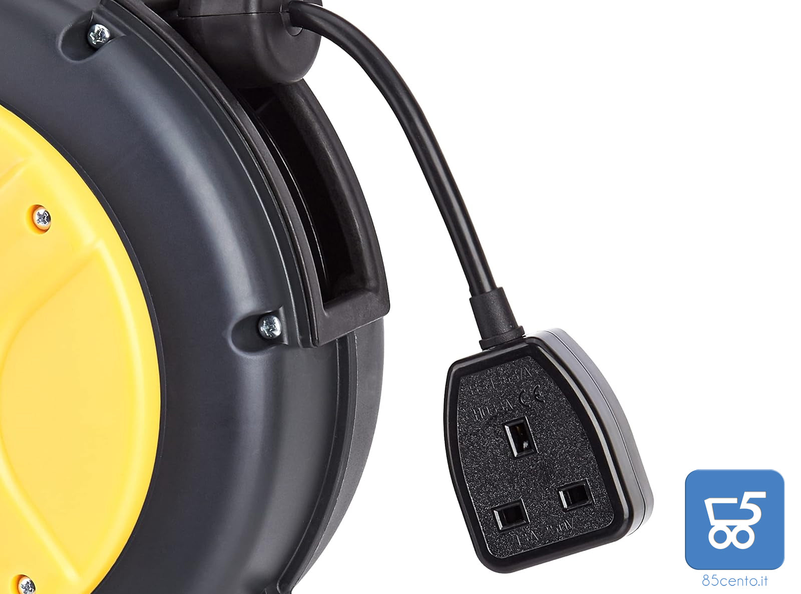 Avvolgicavo di Prolunga Retrattile per Carichi Pesanti con Staffa Girevole 1,5 mm² x 10 m - Presa INGLESE