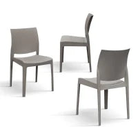 PAZZO DESIGN Sedia Alberto set da 4 sedie tortora, Polipropilene