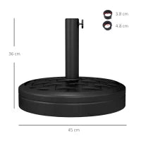 Outusnny Base per Ombrellone da 18 kg con Manovella Girevole, in Acciaio, HDPE e Cemento, Ø45x36 cm, Nero