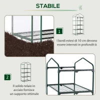 Serra da Balcone Compatta con 4 Ripiani e Copertura in PVC Trasparente, 70x50x160cm