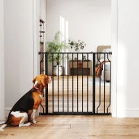 Cancelletto di Sicurezza per Cani Estensibile 75-95 cm in Acciaio e ABS, 75-95x76 cm, Nero