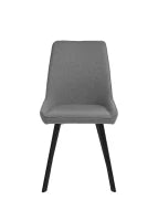 E-STYLO Sedia da pranzo in microfibra grigio scuro con gambe e struttura in metallo nero, 48cm X 60cm H. 87cm.