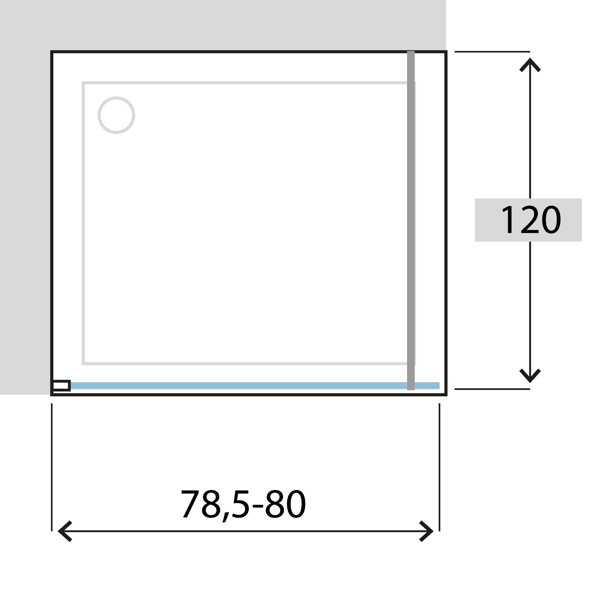 Siro - Box doccia Walk in 80 cm nero opaco / trasparente con anticalcare