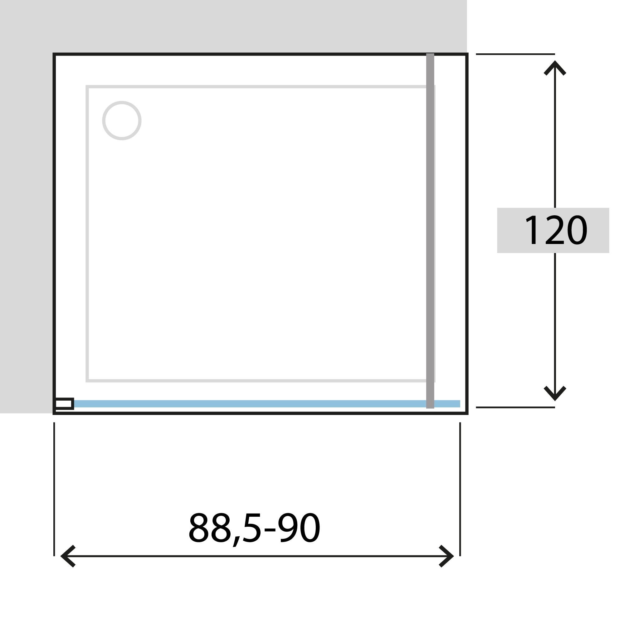 Siro - Box doccia Walk in 90 cm cromo / trasparente con anticalcare