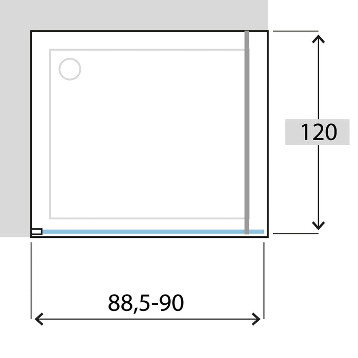 Siro - Box doccia Walk in 90 cm nero opaco / trasparente con anticalcare