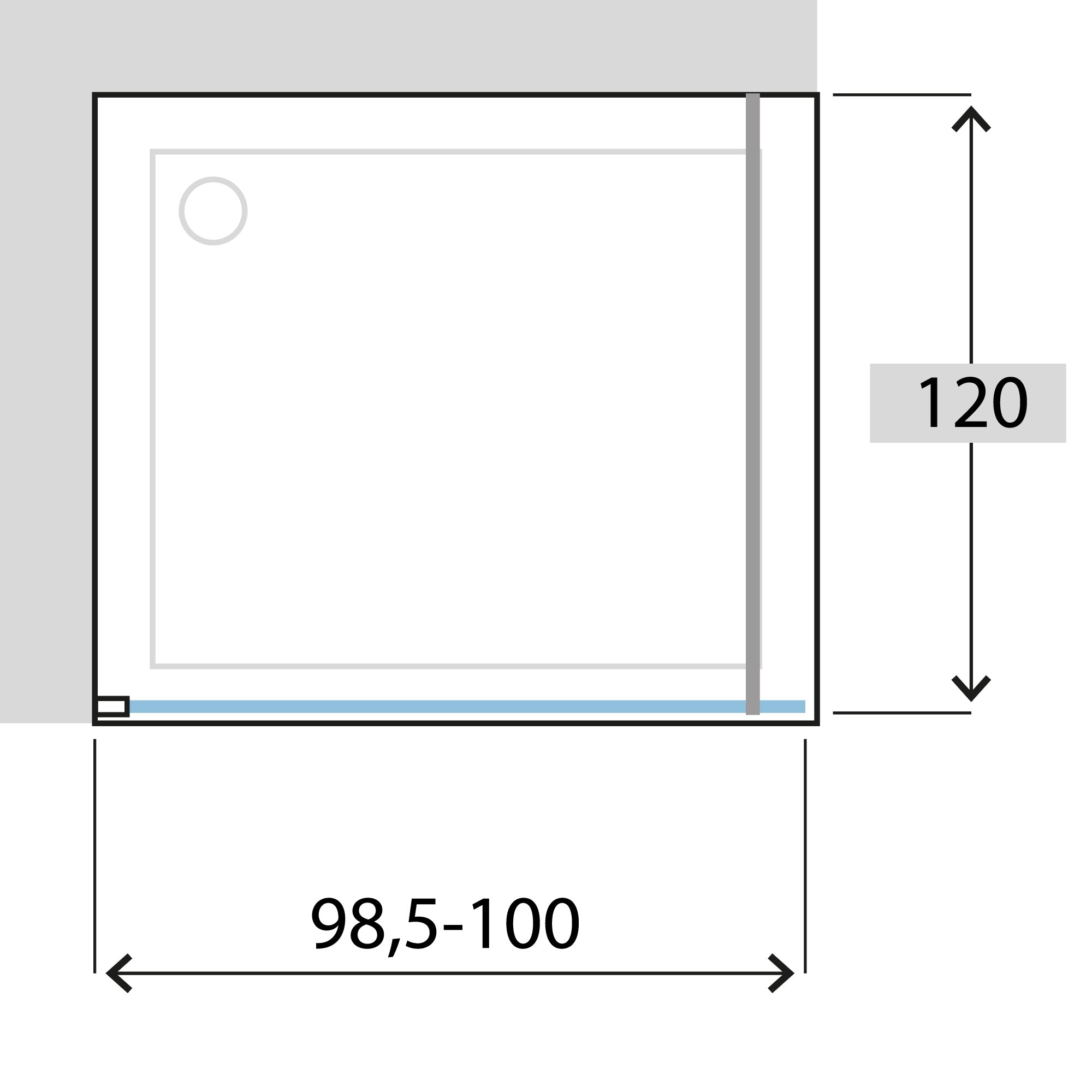 Siro - Box doccia Walk in 100 cm nero opaco / trasparente con anticalcare