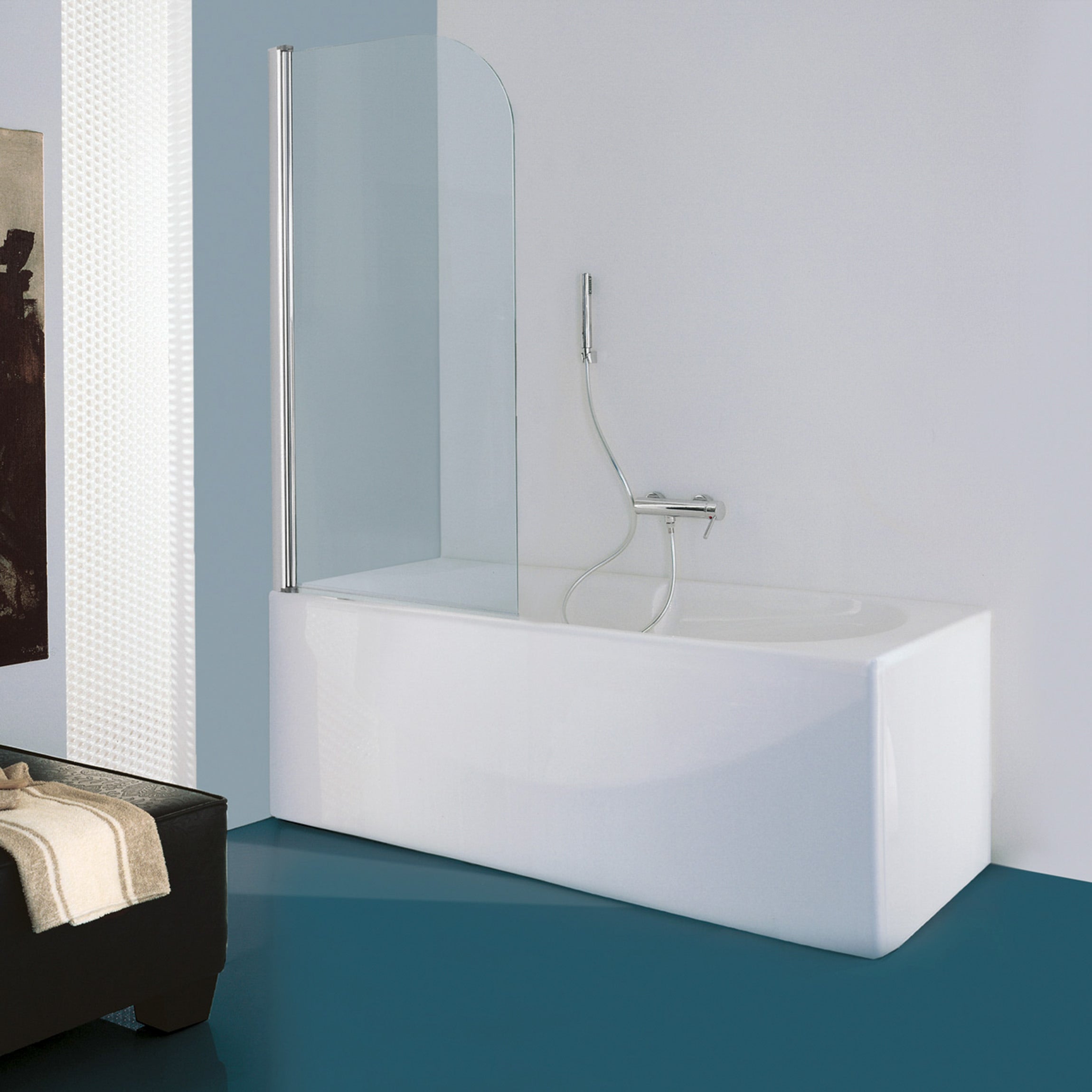 Siro - Box doccia per vasca con anta a battente L.75 cm cromo/trasparente