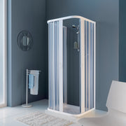 - Box doccia a 3 lati 80X80X80 cm con ante ripiegabili in PVC bianco