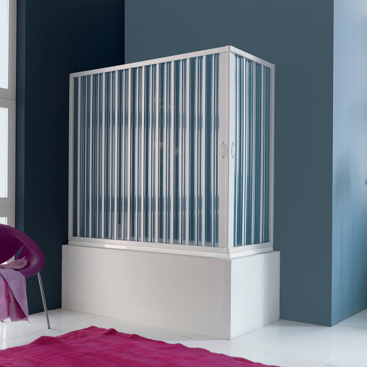 Siro - Box doccia per vasca ad angolo L.160X70 cm ad ante ripieghevoli in PVC bianco