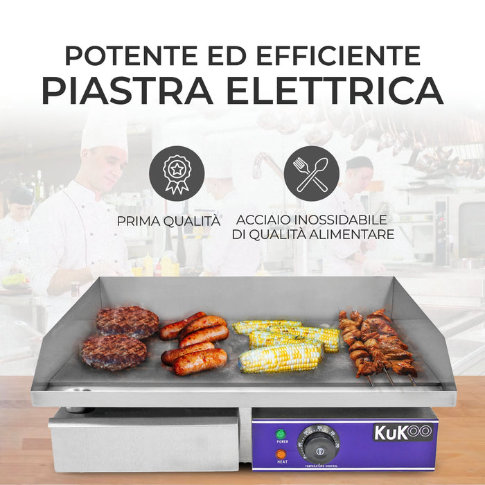 Piastra Elettrica da Cucina 50cm per Bar, Caffé, Ristoranti, Feste e Barbecue