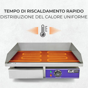 Piastra Elettrica da Cucina 50cm per Bar, Caffé, Ristoranti, Feste e Barbecue