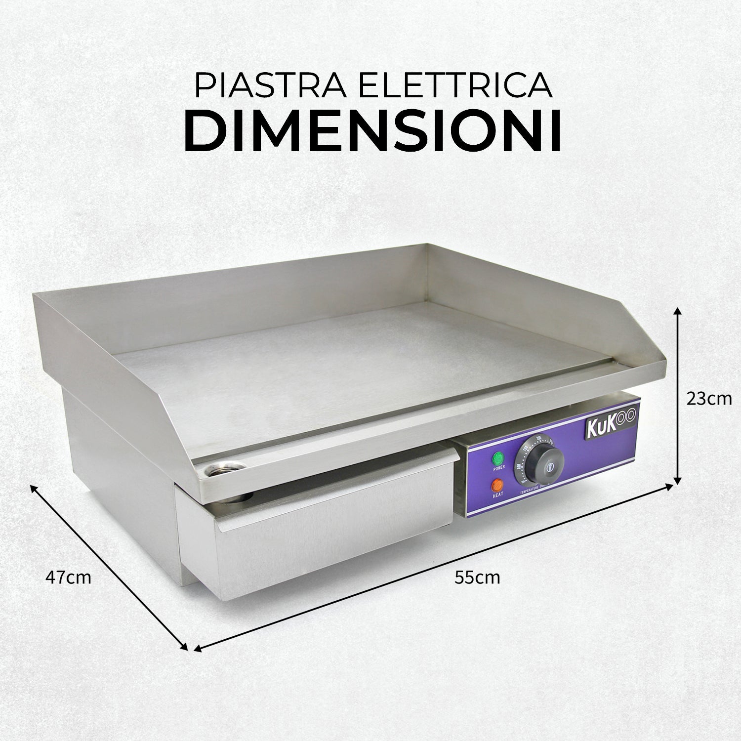 Piastra Elettrica da Cucina 50cm per Bar, Caffé, Ristoranti, Feste e Barbecue