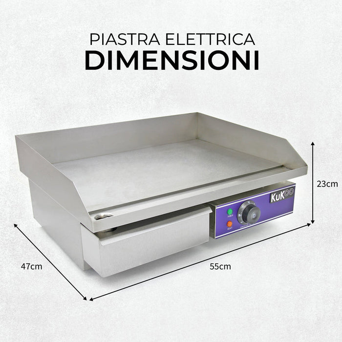 Piastra Elettrica da Cucina 50cm per Bar, Caffé, Ristoranti, Feste e Barbecue