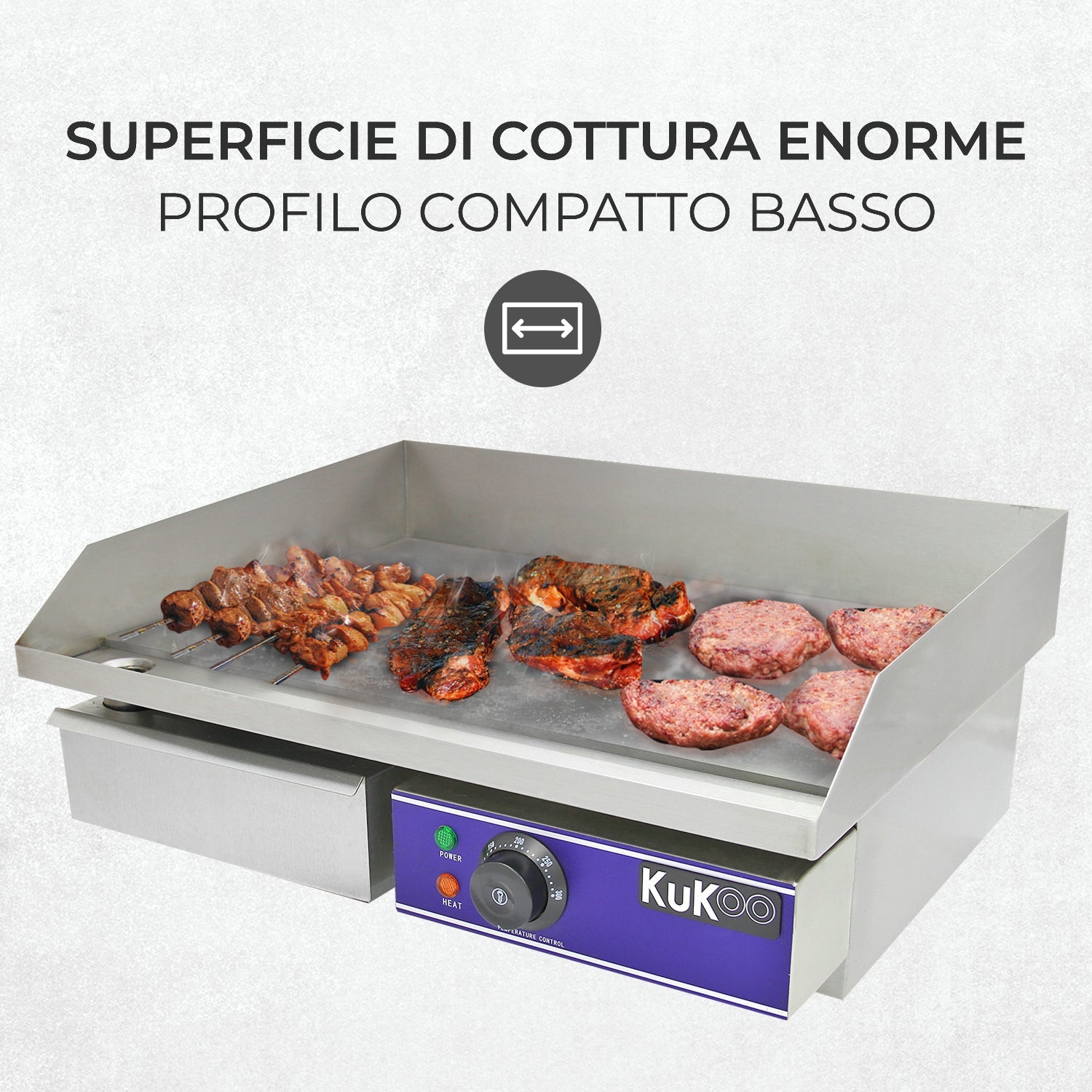 Piastra Elettrica da Cucina 50cm per Bar, Caffé, Ristoranti, Feste e Barbecue