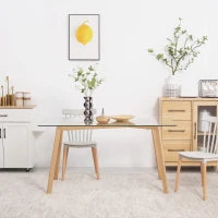 Tavolo da Pranzo Rettangolare per 6 Persone max, in Acciaio con Piano in Vetro Temperato, 150x75x76 cm