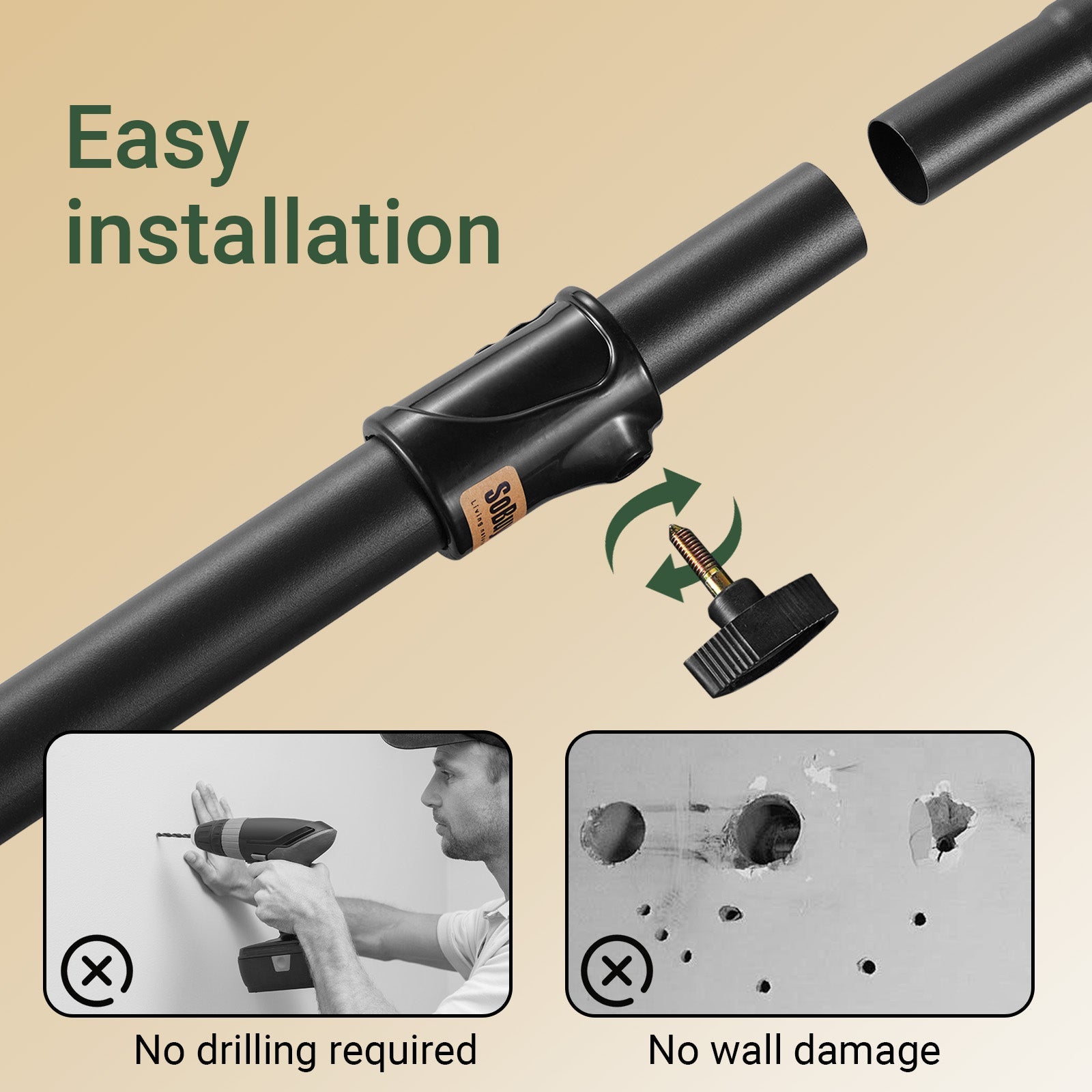 SoBuy FRG34-II-SCH, Telescopic Appendiabiti da Terra, Robusto Stand Appendiabiti con Aste e Ripiani, Armadio Aperto Regolabile per Camera da Letto, Porta Abiti Nero