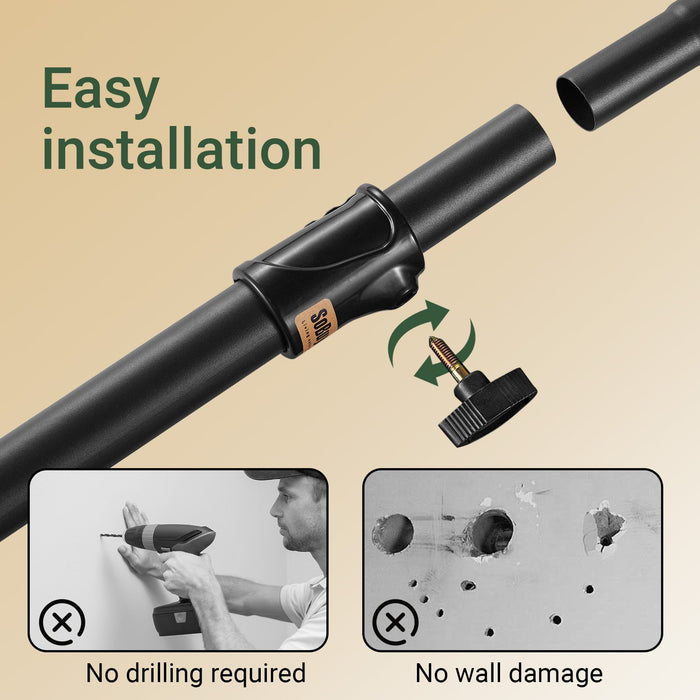 SoBuy FRG34-II-SCH, Telescopic Appendiabiti da Terra, Robusto Stand Appendiabiti con Aste e Ripiani, Armadio Aperto Regolabile per Camera da Letto, Porta Abiti Nero