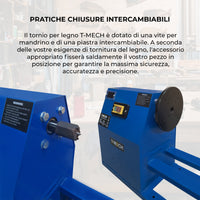 Tornio per Lavorazione e Tornitura Legno 1 Metro 4 Velocità Professionale