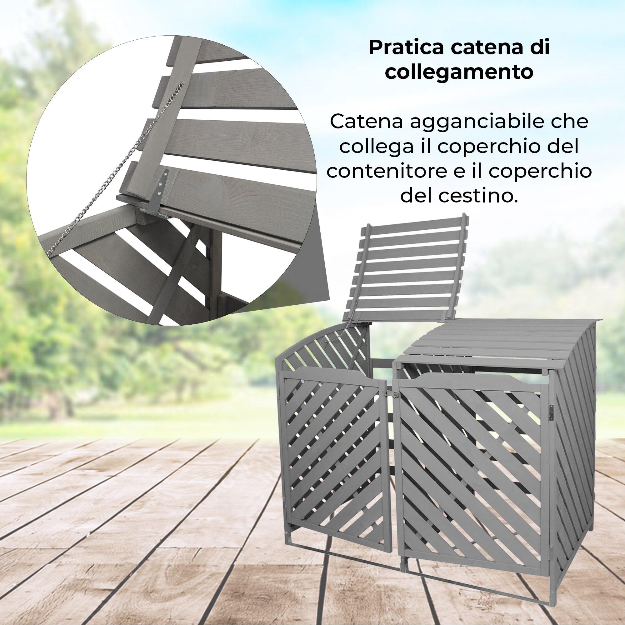 Doppio Contenitore Bidoni Dell'immondizia Ripostiglio Pattume Box Legno Abete