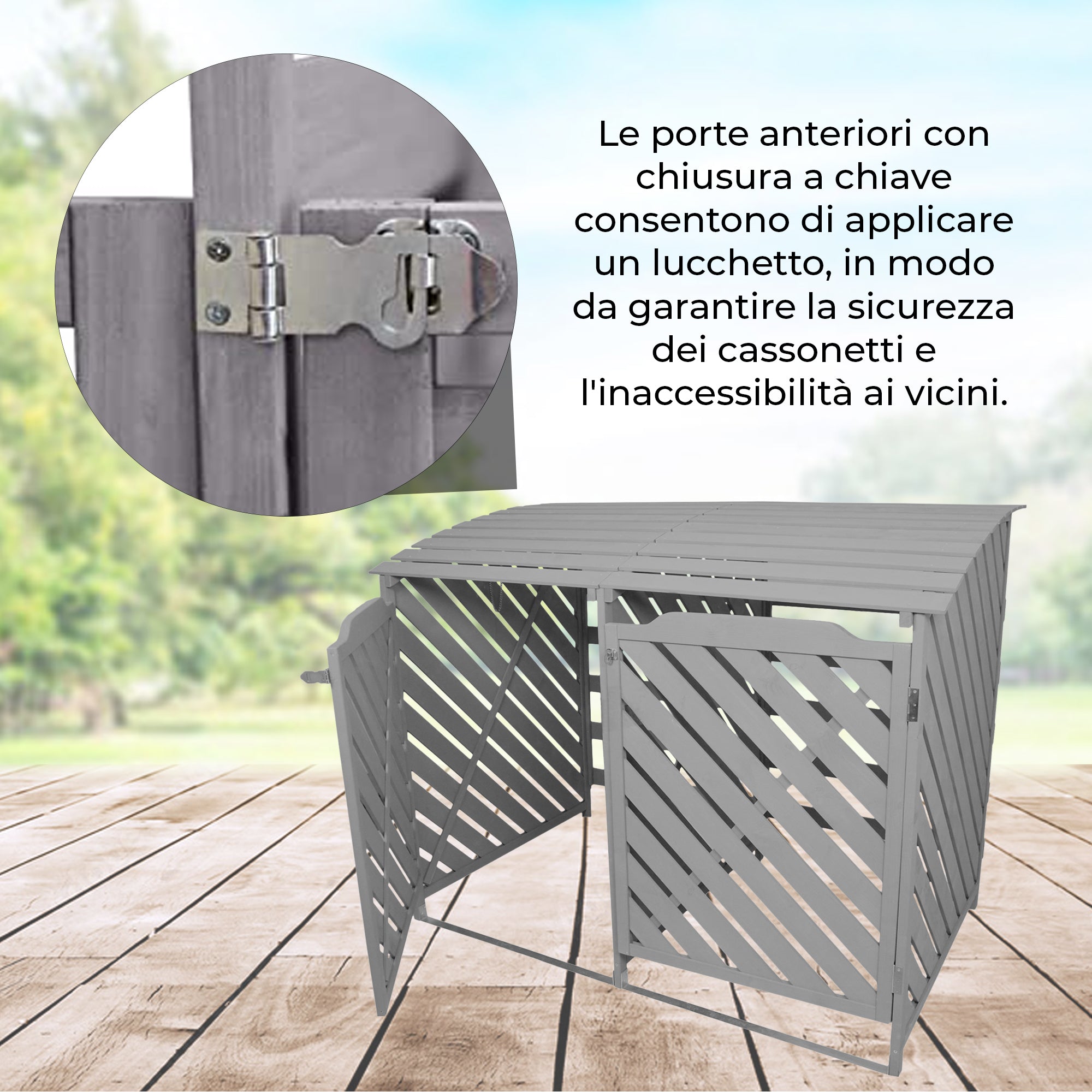 Doppio Contenitore Bidoni Dell'immondizia Ripostiglio Pattume Box Legno Abete