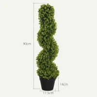 Pianta Finta di Eucalipto a Spirale con Vaso Incluso per Interno ed Esterno, Altezza 90 cm, Verde