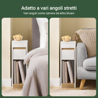 SoBuy Comodini con Piano Rimovibile e Cassetto, Tavolino Stretto per Divano, Comodini per Camera e Soggiorno, Tavolo Alto Stretto Bianco e Legno 20 x 35 x 60 cm FBT163-WN