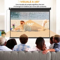 Schermo per Proiettore 100" Formato 4:3 Regolabile con Telecomando, 203x152cm, Nero