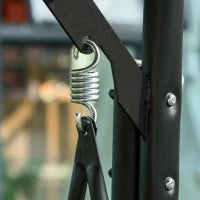 Dondolo da Giardino a 3 Posti , Dondolo da Esterno con Tettuccio Regolabile e 2 Tavolini, Grigio 271x125x177cm