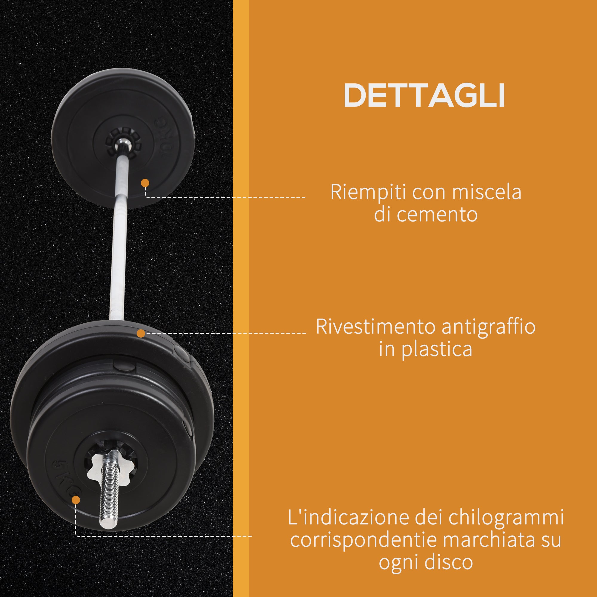 Easycomfort Set Bilanciere e Dischi 65kg con 2 Manubri Pesi, Bilanciere Palestra Manubri con 14 Dischi in Acciaio e Plastica