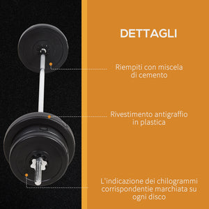 Easycomfort Set Bilanciere e Dischi 65kg con 2 Manubri Pesi, Bilanciere Palestra Manubri con 14 Dischi in Acciaio e Plastica