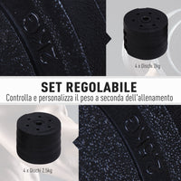 Easycomfort Set Manubri Palestra 20kg (4x2.5kg, 4x2kg) con 8 Dischi da 2kg, 2.5kg, Ø25mm, per Allenamento a Casa