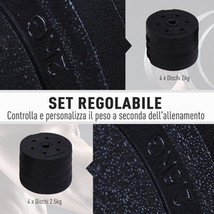 Easycomfort Set Manubri Palestra 20kg (4x2.5kg, 4x2kg) con 8 Dischi da 2kg, 2.5kg, Ø25mm, per Allenamento a Casa