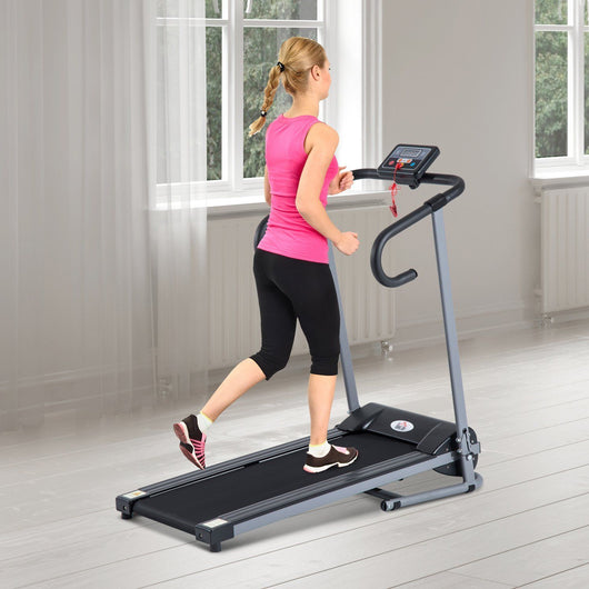 EasyComfort Tapis Roulant Elettrico Pieghevole Salvaspazio e Silenzioso con Velocità Regolabile 1-10km/h e Schermo LCD, per Casa e Ufficio, 500W, Nero