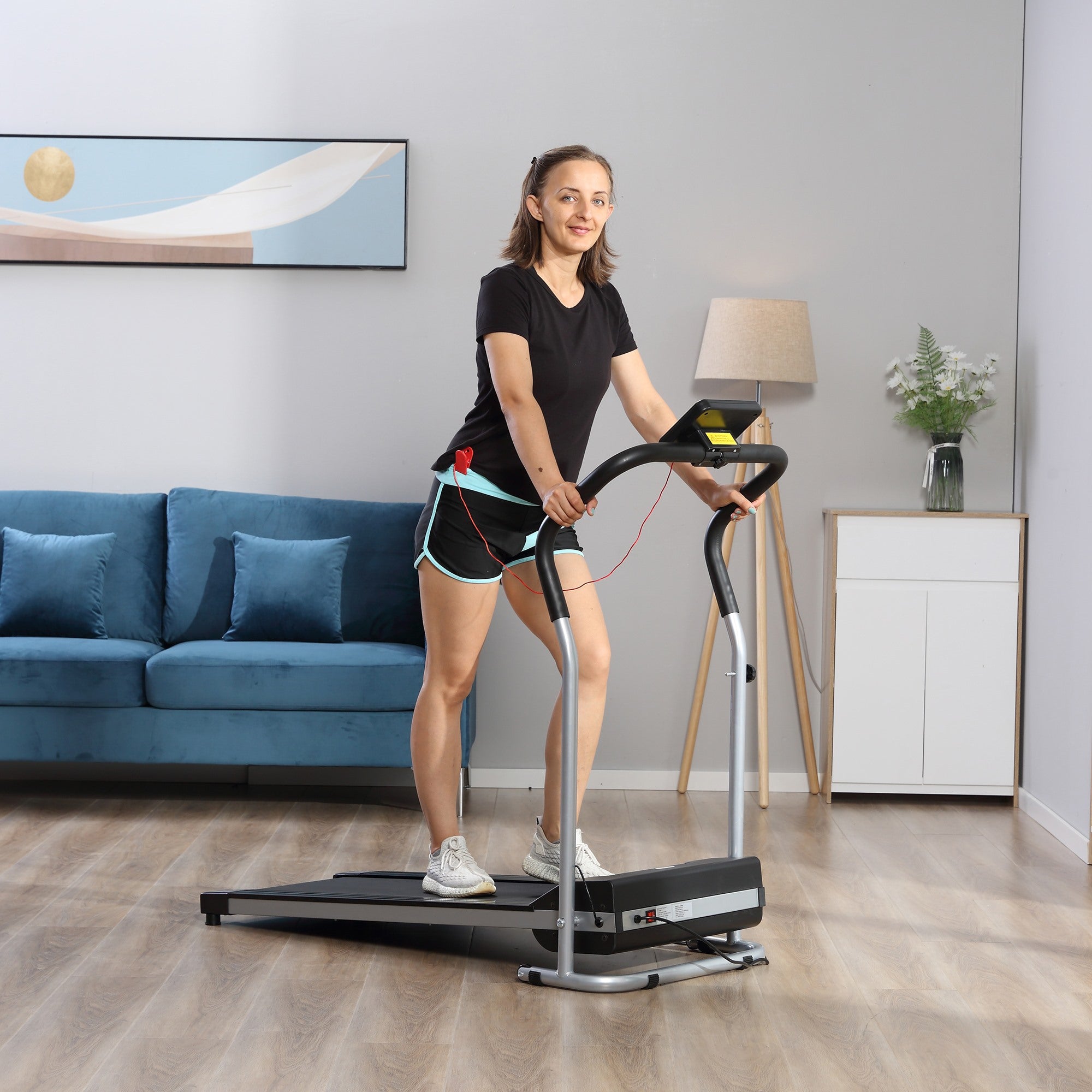 EasyComfort Tapis Roulant Elettrico e Pieghevole con Schermo LCD e 2 Ruote per Allenamento a Casa o in Ufficio, Motore 500W Velocità 10km/h