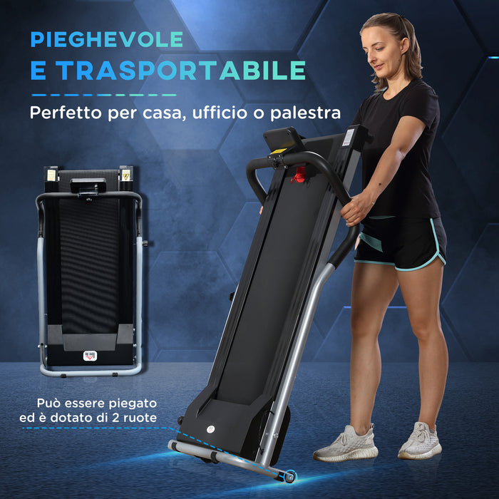 EasyComfort Tapis Roulant Elettrico e Pieghevole con Schermo LCD e 2 Ruote per Allenamento a Casa o in Ufficio, Motore 500W Velocità 10km/h