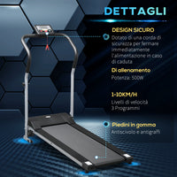 EasyComfort Tapis Roulant Elettrico e Pieghevole con Schermo LCD e 2 Ruote per Allenamento a Casa o in Ufficio, Motore 500W Velocità 10km/h