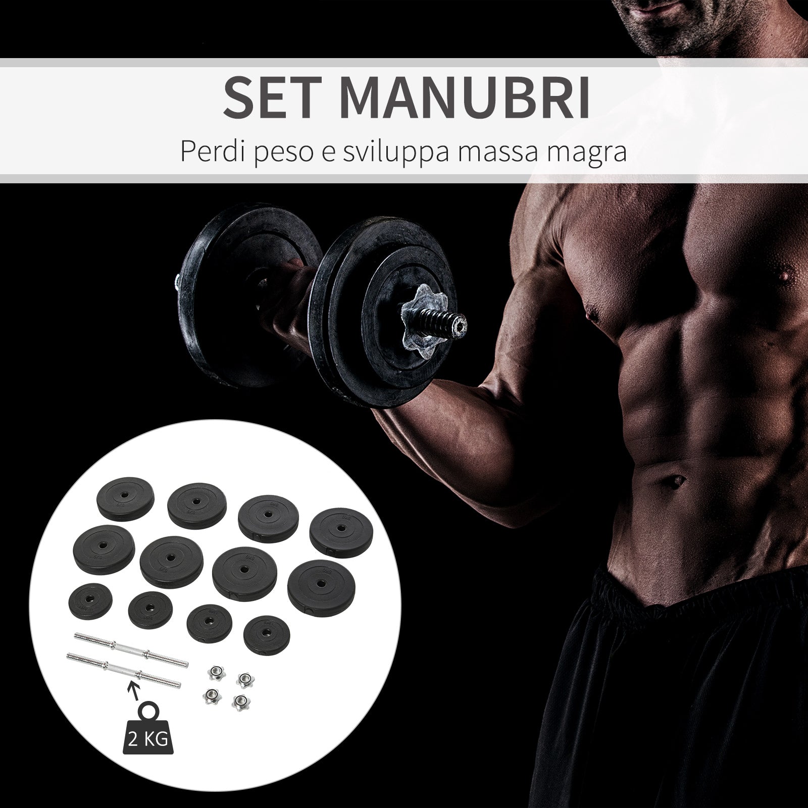 Easycomfort Set Manubri Palestra 50kg (8x5kg, 4x1.5kg), Pesi Palestra con 12 Dischi da 1.5kg, 5kg, ?25mm, per Allenamento a Casa