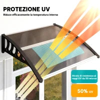 Tettoia da Esterno in Policarbonato per Porte e Finestre con Kit Montaggio 103x96.5x27cm - Marrone