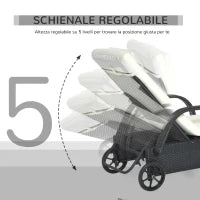Lettino Prendisole da Giardino con Ruote, Sedia a Sdraio per Spiaggia con Altezza Regolabile in Rattan, Nero e Crema, 200x73x103cm
