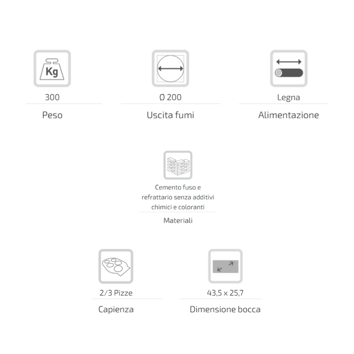 Forno legna tradizionale cottura diretta per pizze gusto 80 capienza 2/3 pizze