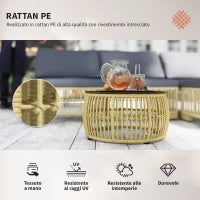 Set Salotto in Rattan da Giardino con Divano Modulabile, Cuscini e Tavolino da Caffè, Grigio