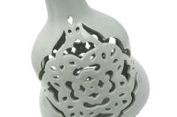Vaso Porcellana Carving Bianco Cm 21.5X14X35.5