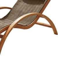 Sdraio da Giardino Ergonomica, Lettino Prendisole con Poggiatesta Imbottito in Legno e Tessuto, 161 x 72 x 68 cm, Marrone