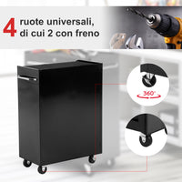 Easycomfort Carrello Porta Utensili Attrezzi Attrezzatura con Cassettiera Nero 61.5 x 33 x 82.5cm