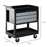 Easycomfort Carrello da Officina Professionale Cassettiera Portautensili in Lamiera, Nero, 68 x 46 x 88cm