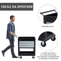 Easycomfort Carrello da Officina Professionale Cassettiera Portautensili in Lamiera, Nero, 68 x 46 x 88cm