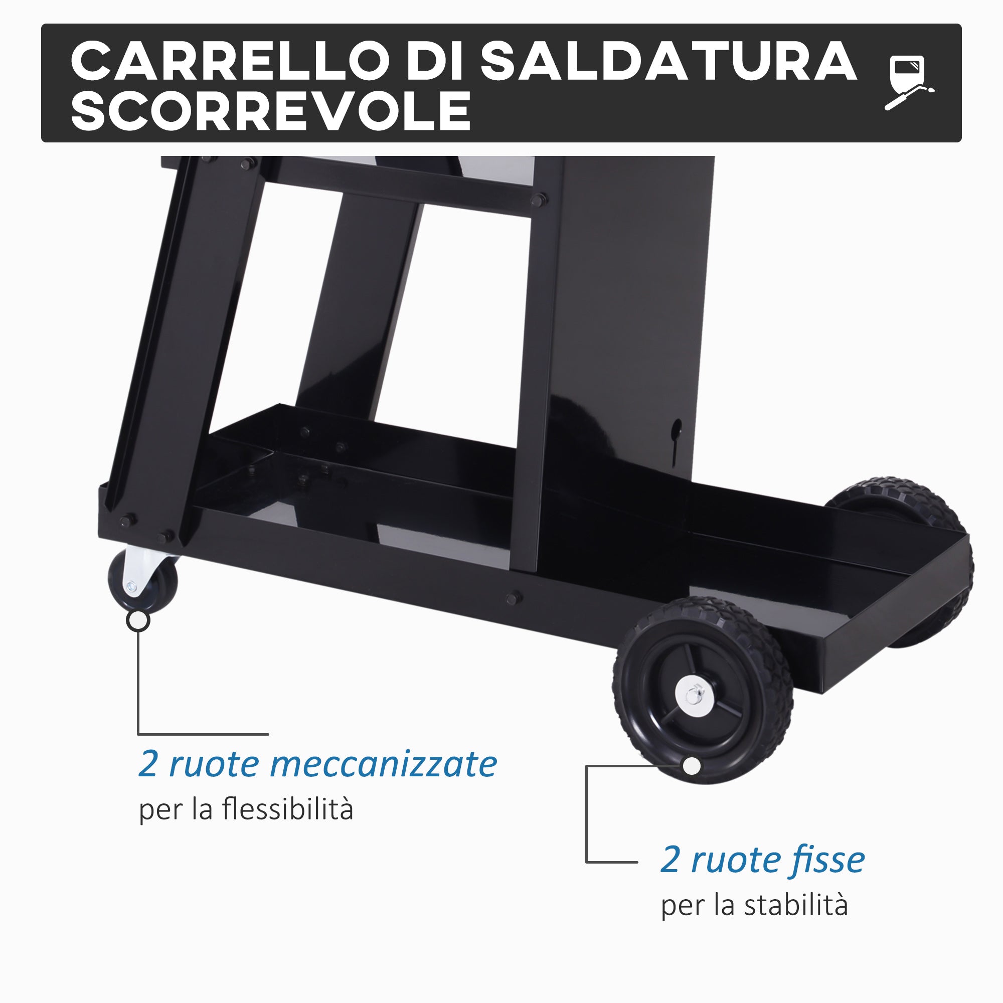 Easycomfort DURHAND Carrello Porta Utensili a 3 Ripiani con 2 Catene di Sicurezza, in Acciaio, 71x39x70 cm, Nero
