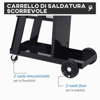 Easycomfort DURHAND Carrello Porta Utensili a 3 Ripiani con 2 Catene di Sicurezza, in Acciaio, 71x39x70 cm, Nero
